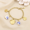 Bracelet Breloques Porcelaine Bleue Pièces Martelées Acier Inoxydable 0226199 bleu foncé