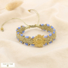 Bracelet coulissant fleur acier inoxydable cristaux facettés 0226021 bleu
