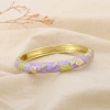 Bracelet jonc ouvrable floral métal émail marbré 0226222 violet
