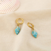 Mini-créoles acier inoxydable breloque coquillage bulot émail 0326153 bleu turquoise