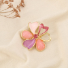Broche aimantée fleur colorée métal, résine émail 0526046 rose