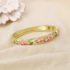 Bracelet jonc ouvrable floral métal émail strass 0226207 rose clair