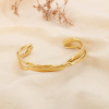 Bracelet Jonc Ouvert Multi-rangs Tressés Ondulés Acier Inoxydable doré
