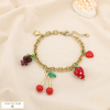 Bracelet acier multi-breloques charms fruits 0225156 rouge