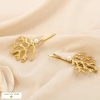 2 barrettes cheveux corail acier inoxydable perle nacrée 0625041 doré