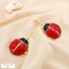 2 barrettes cheveux grande coccinelle émail acier inoxydable 0625104 rouge