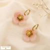 Mini-créoles acier inoxydable fleur résine marbrée 0325134 rose