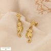 Boucles d'oreilles pendantes acier inoxydable hippocampe 0325015 doré