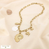 Collier acier inoxydable pendentif escargot de mer charms marins 0125127 doré