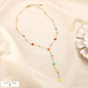 Collier Y acier inoxydable coquillages émail 0125142 multi
