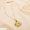 Collier acier inoxydable coquille Saint-Jacques émail 0125166 vert