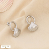 Boucles d'oreilles acier inoxydable anneau coquillage 0325148 argenté